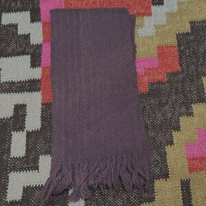 Ecuadorian 100% Wool Fringed Striped Scarf, Indigo